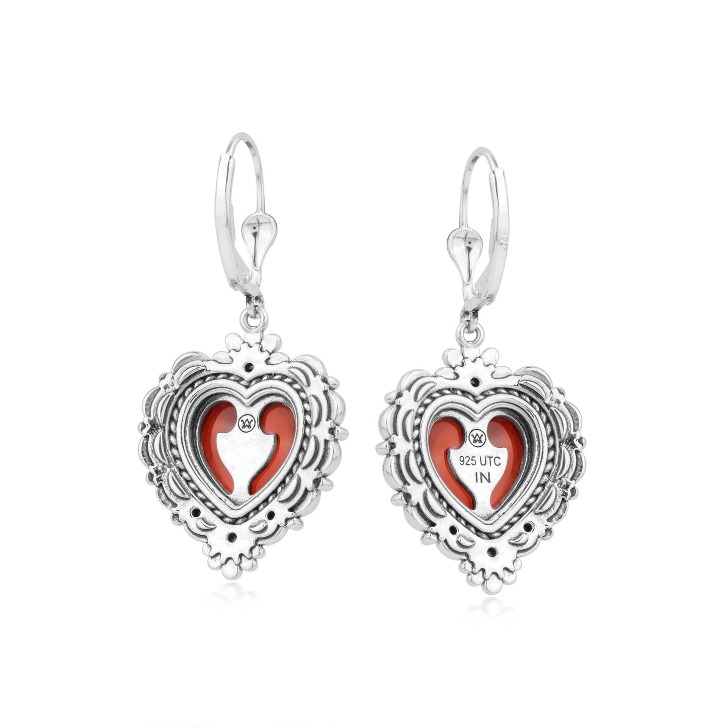EXCLUSIVELY OURS! Sterling Silver Red Onyx Heart Lever Back Earrings