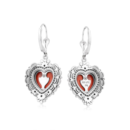 EXCLUSIVELY OURS! Sterling Silver Red Onyx Heart Lever Back Earrings