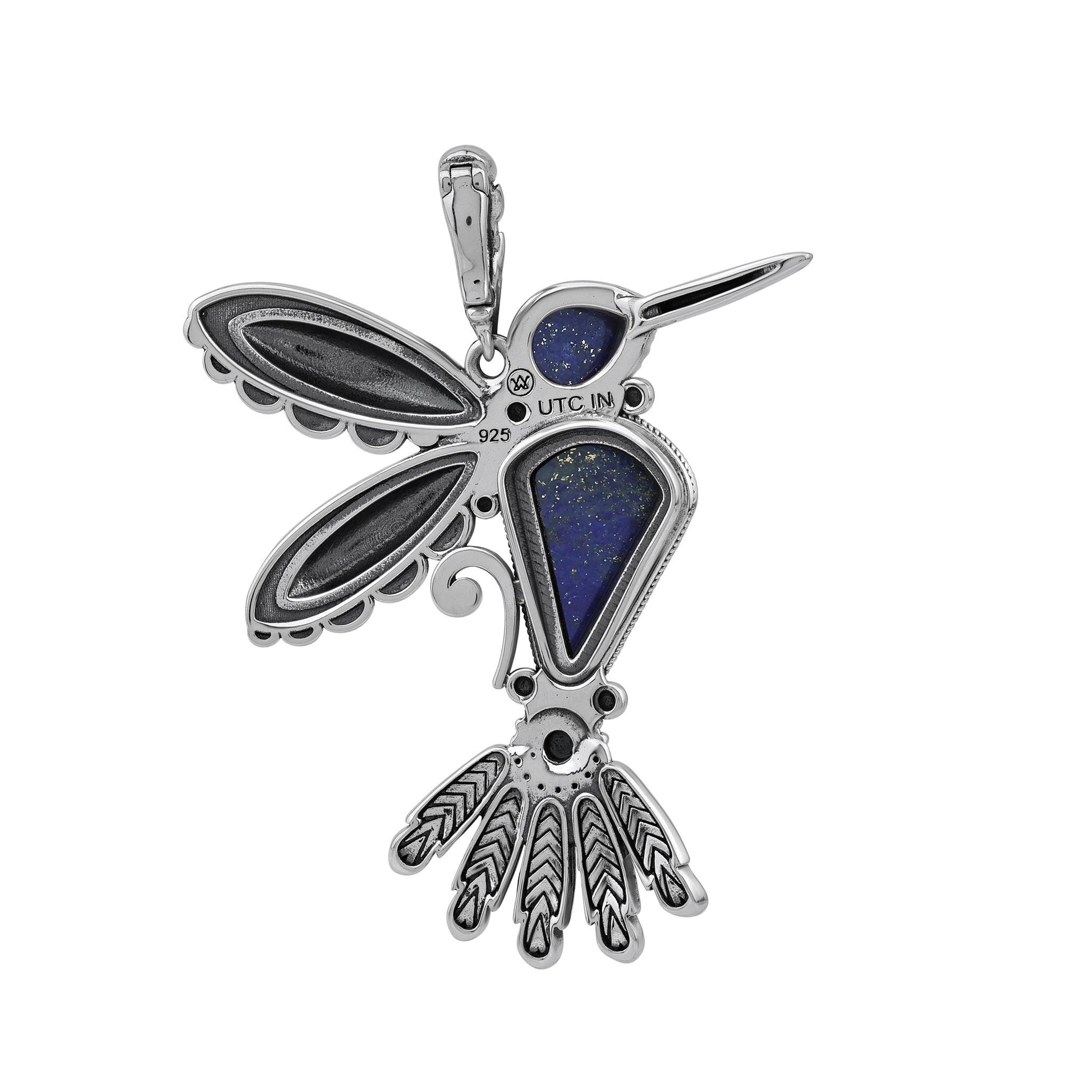 Sterling Silver and Lapis Hummingbird Pendant Enhancer