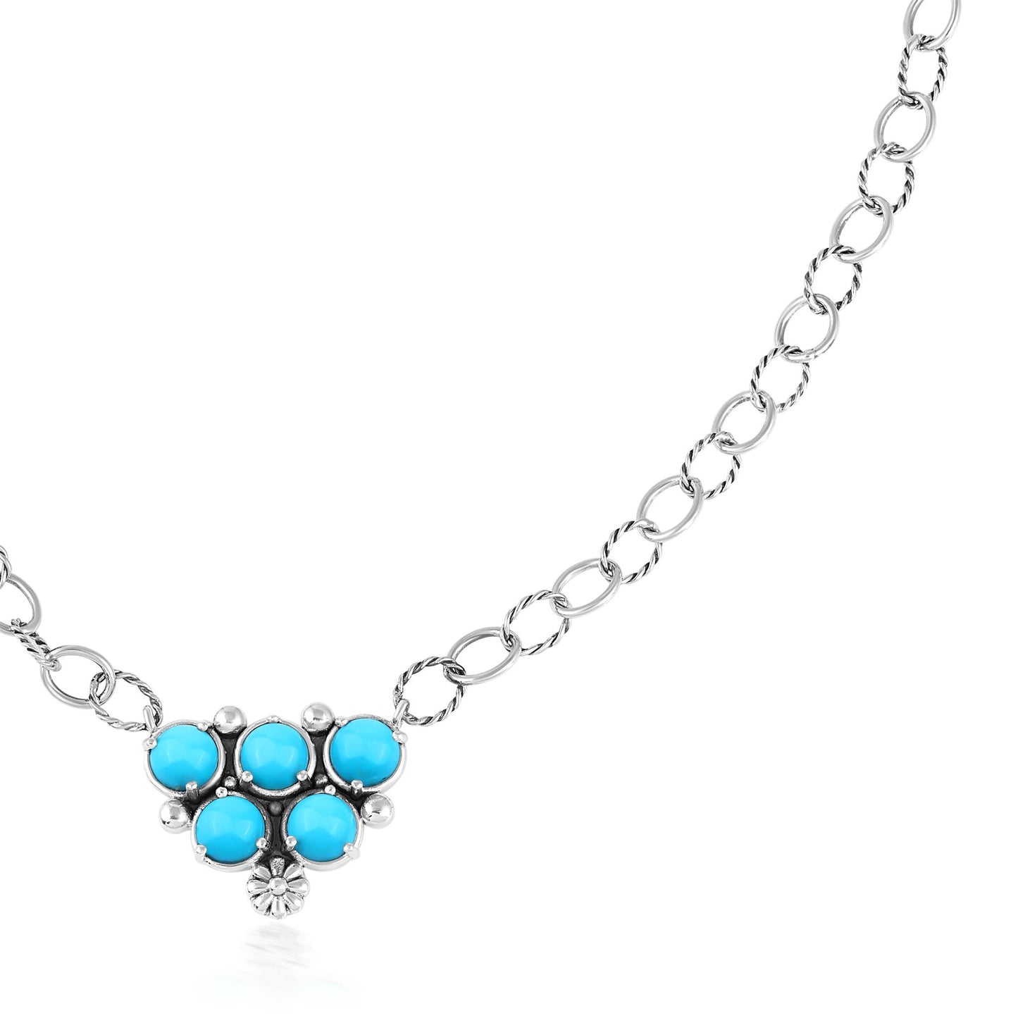 EXCLUSIVELY OURS! Sterling Silver Sleeping Beauty Turquoise Concha Cluster Oval Link Necklace, 20 Inches