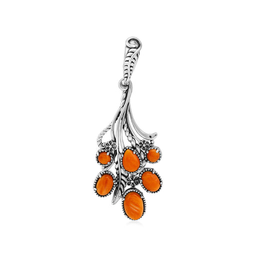 EXCLUSIVELY OURS! Sterling Silver Orange Spiny Oyster Leaf and Concha Cascading Pendant Enhancer