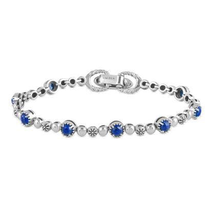 EXCLUSIVELY OURS! Sterling Silver Lapis Round Beaded Bracelet