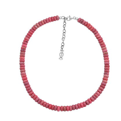 EXCLUSIVELY OURS! Sterling Silver Rhodonite Bead Necklace, 17 to 20 Inches