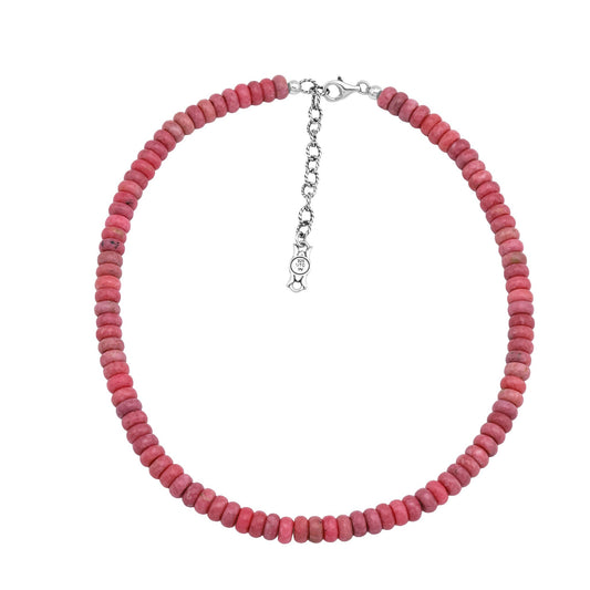EXCLUSIVELY OURS! Sterling Silver Rhodonite Bead Necklace, 17 to 20 Inches