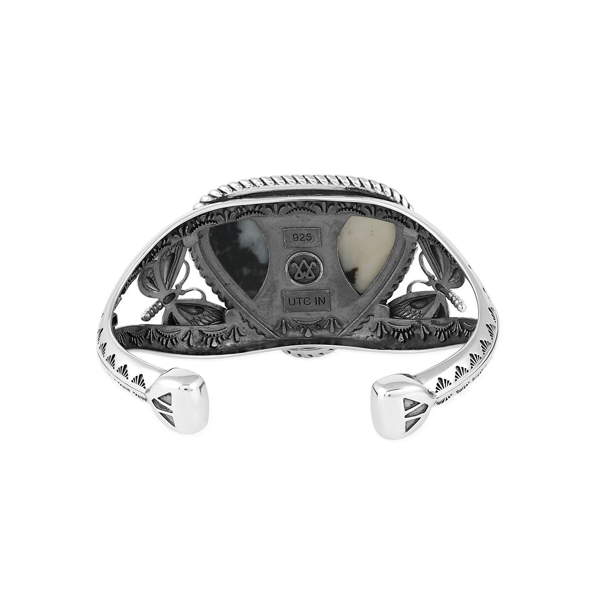 EXCLUSIVELY OURS! Sterling Silver White Buffalo Gemstone Butterfly Cuff Bracelet