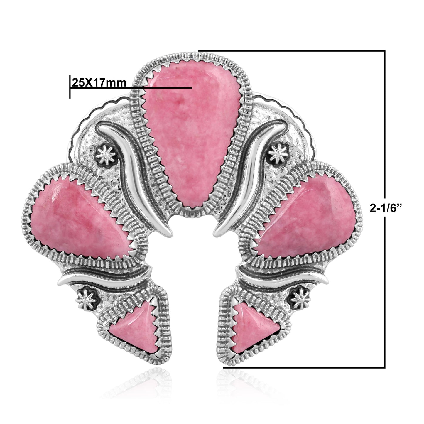 Sterling Silver Rhodonite Soft Triangle Naja Pendant Enhancer