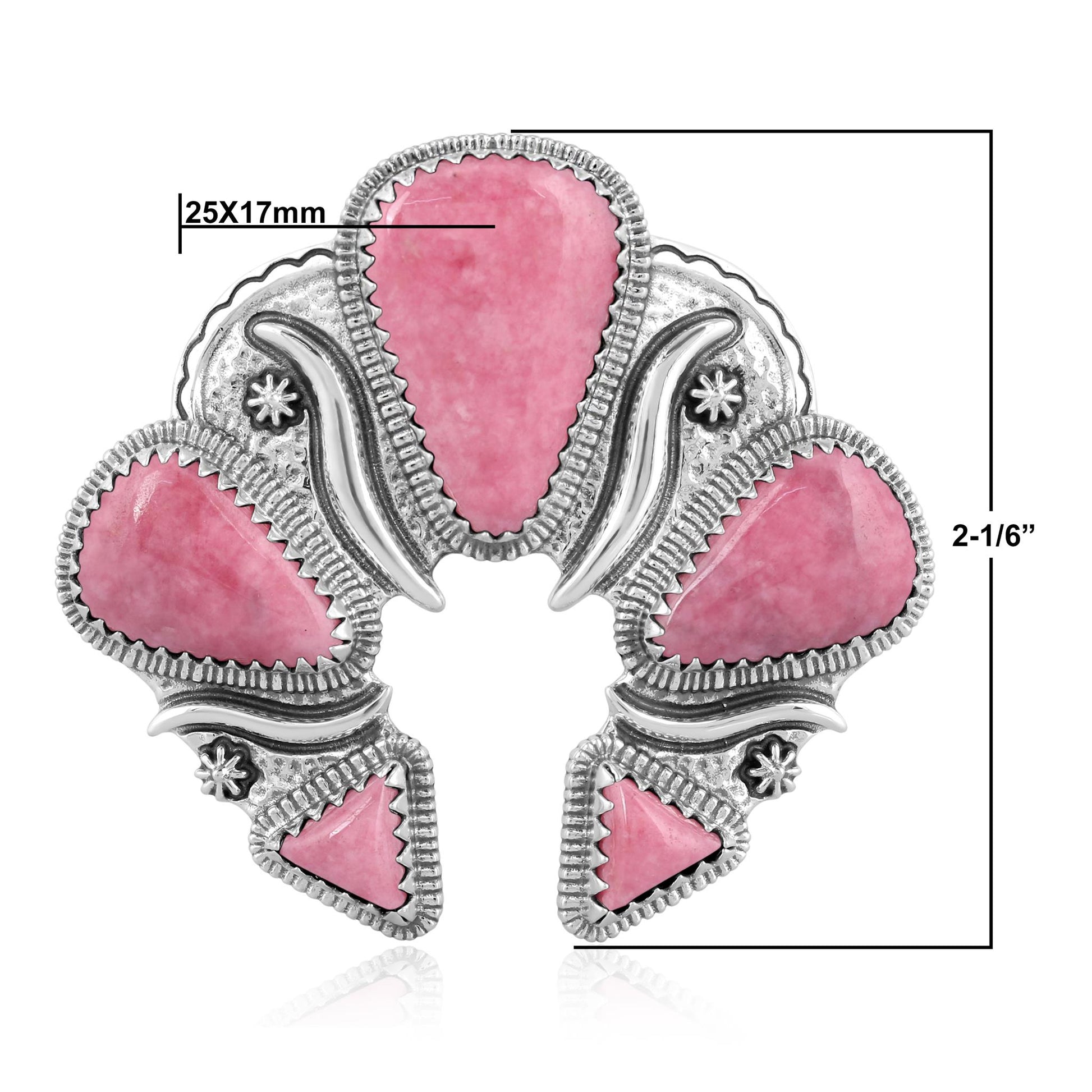 Sterling Silver Rhodonite Soft Triangle Naja Pendant Enhancer