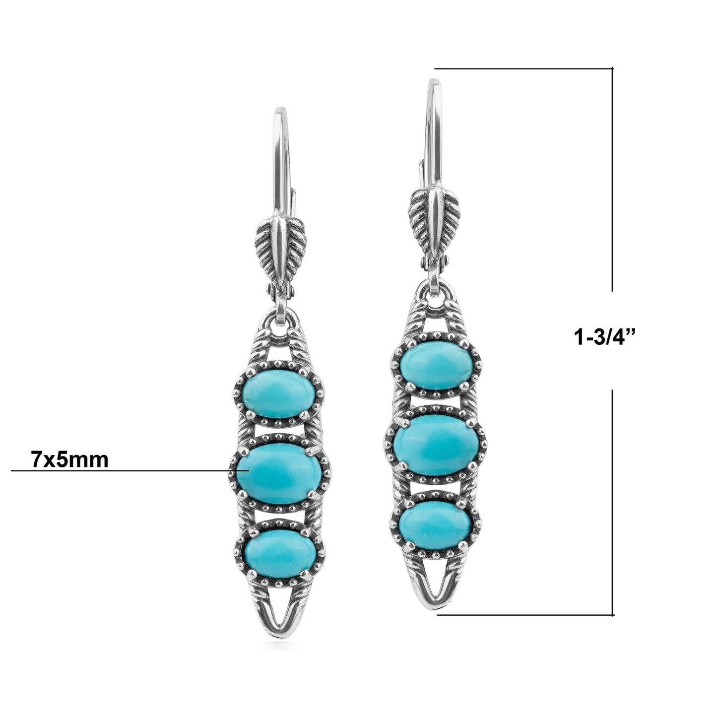 EXCLUSIVELY OURS! Sterling Silver Sleeping Beauty Turquoise Friendship Lever Back Dangle Earrings