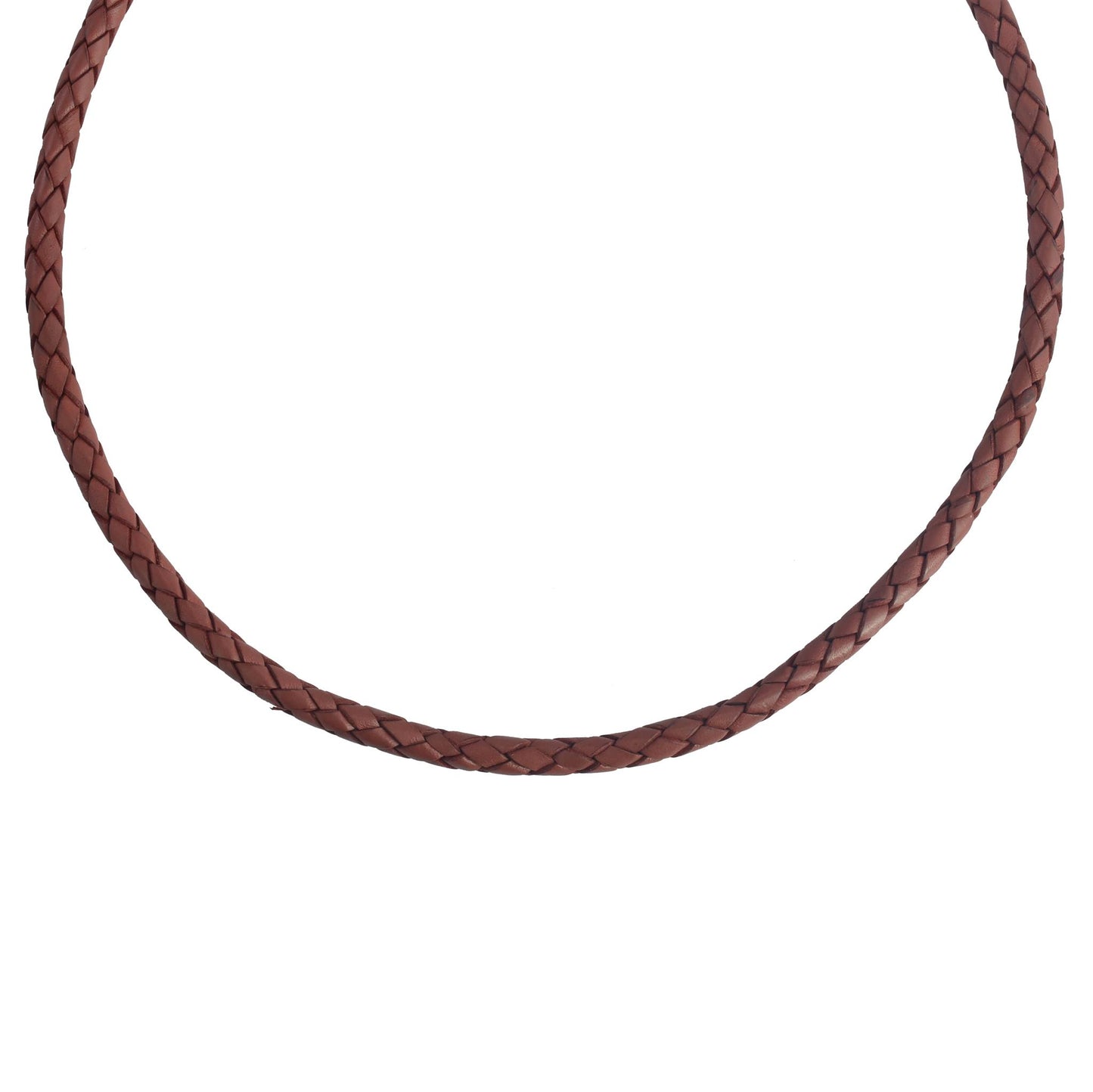 Sterling Silver Braided Rust Leather Toggle Necklace, 16 to 20 Inches