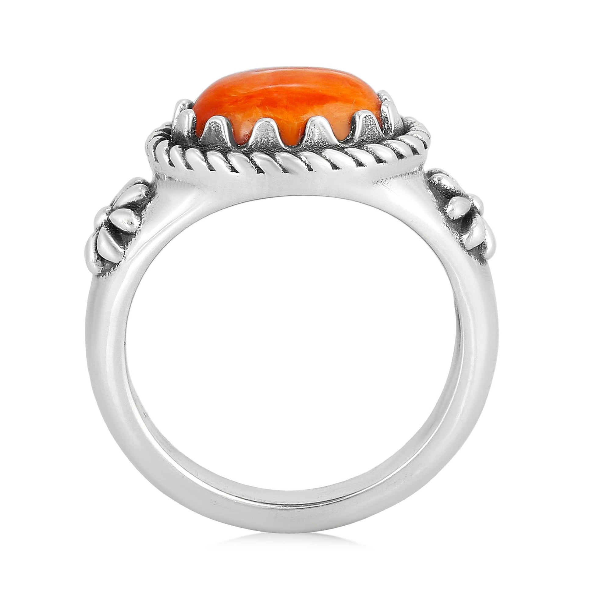 Sterling Silver Orange Spiny Oyster East West Ring