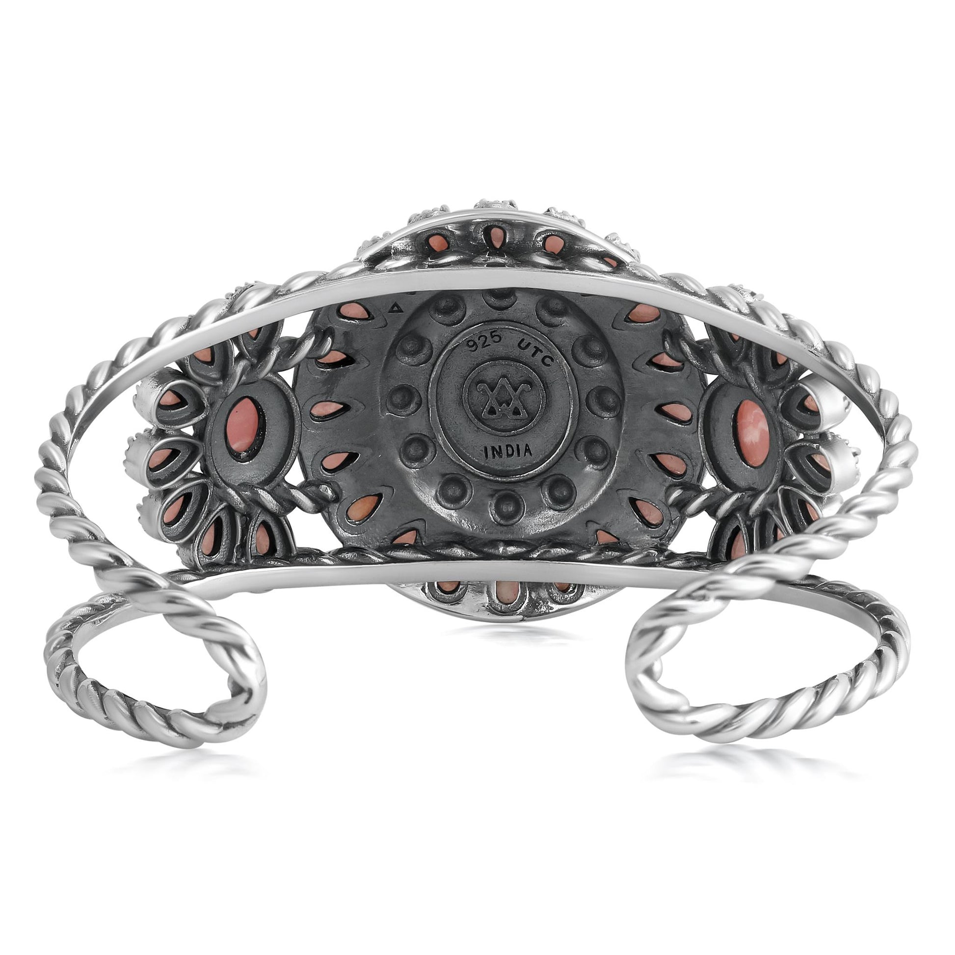 EXCLUSIVELY OURS! Sterling Silver Rhodochrosite Bold Pear and Oval Cut Cuff Bracelet