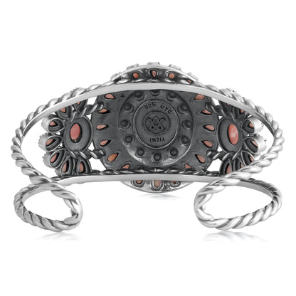 EXCLUSIVELY OURS! Sterling Silver Rhodochrosite Bold Pear and Oval Cut Cuff Bracelet