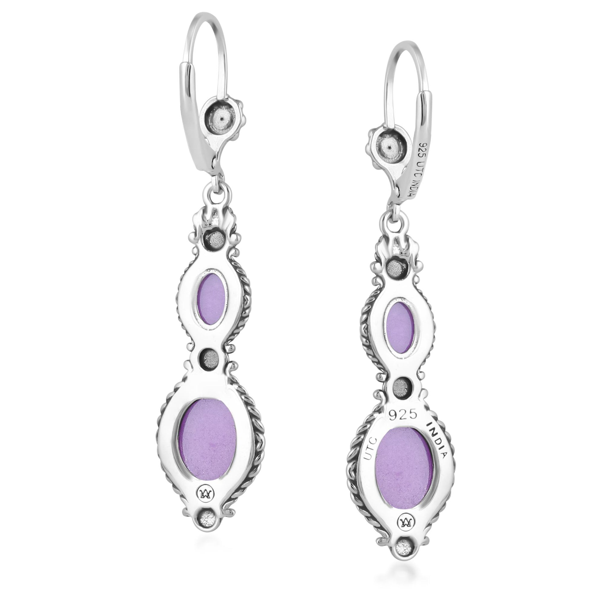 Sterling Silver Phosphosiderite Oval Cut Dangle Earrings