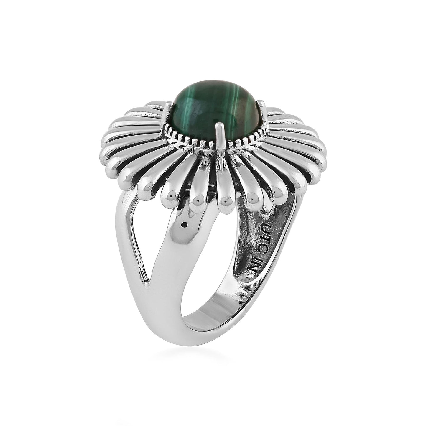  Sterling Silver Malachite Concha Ray Ring