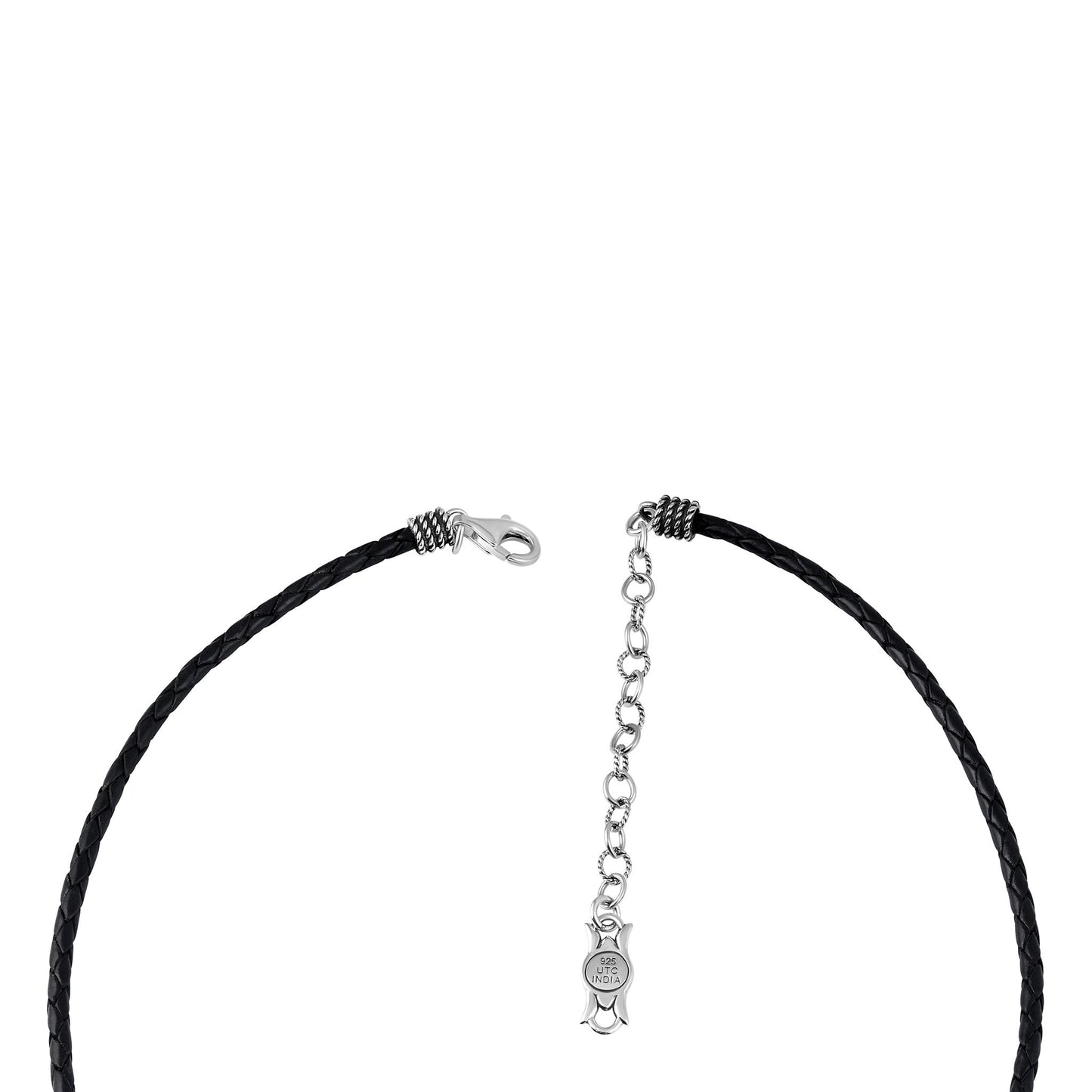 EXCLUSIVELY OURS! Sterling Silver Red Jasper Black Leather Thunderbird Pendant Necklace, 17 to 20 Inches