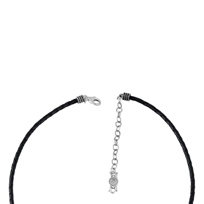 EXCLUSIVELY OURS! Sterling Silver Red Jasper Black Leather Thunderbird Pendant Necklace, 17 to 20 Inches