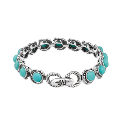 LIMITED EDITION! Sterling Silver Kingman Turquoise Round Cabochon Tennis Bracelet, Sizes Small to Large