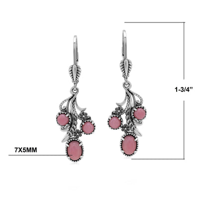 Sterling Silver Pink Concha Shell Leaf and Concha Cascading Earrings