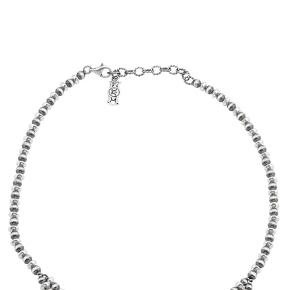  Sterling Silver White Mother of Pearl Marquise-Cut Squash Blossom Necklace 