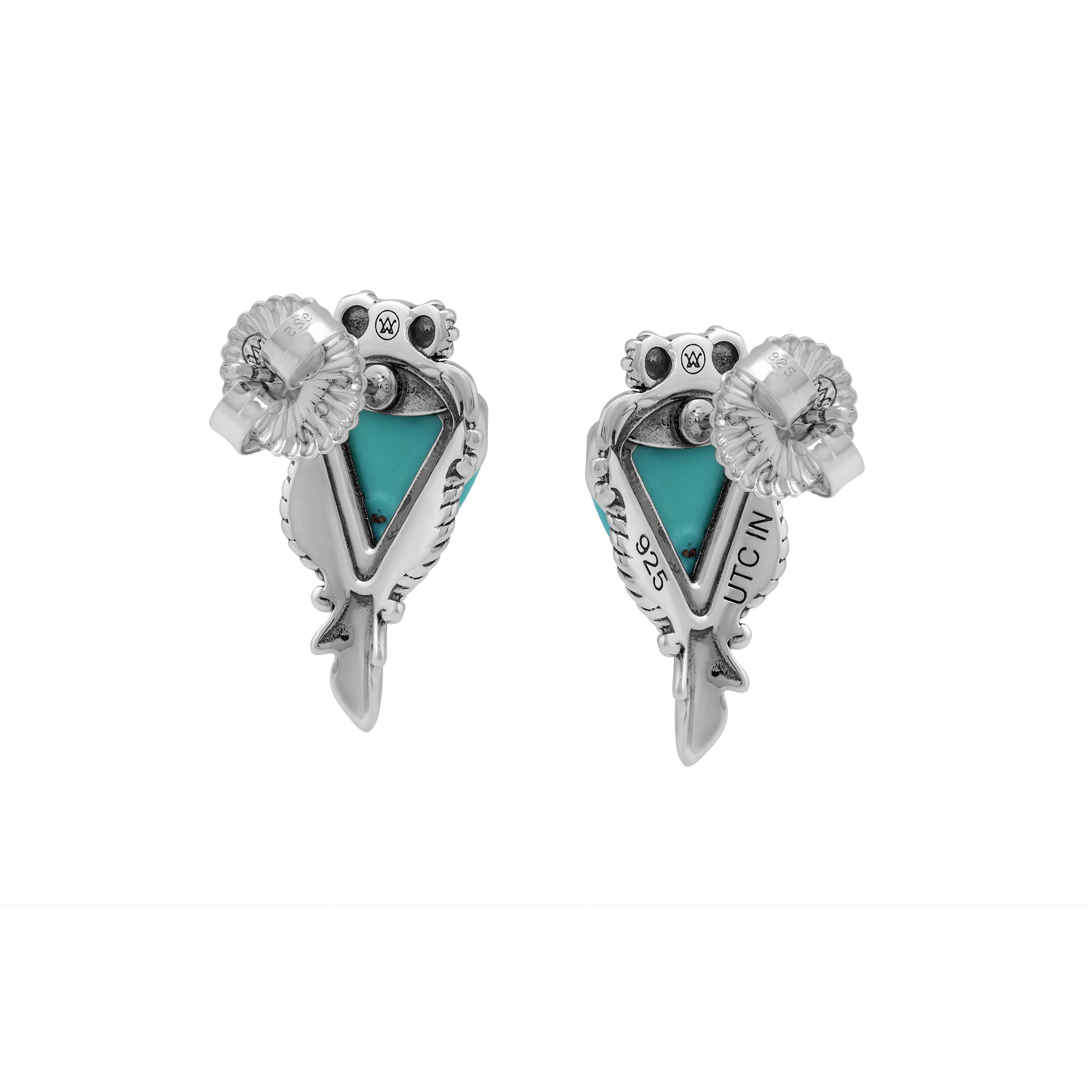 Sterling Silver Kingman Turquoise Pear Gemstone Squash Blossom Earrings 