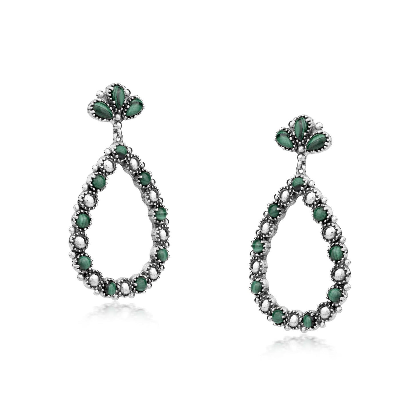 EXCLUSIVELY OURS! Sterling Silver Malachite Teardrop Post Back Earrings