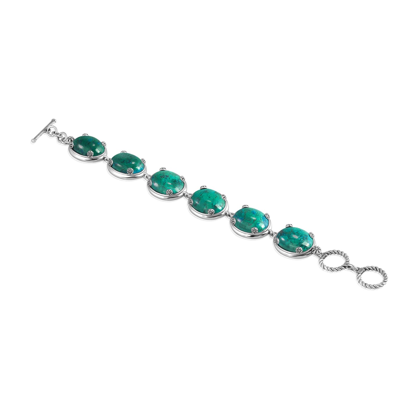 EXCLUSIVELY OURS! Sterling Silver Chrysocolla Oval Cabochon Toggle Bracelet