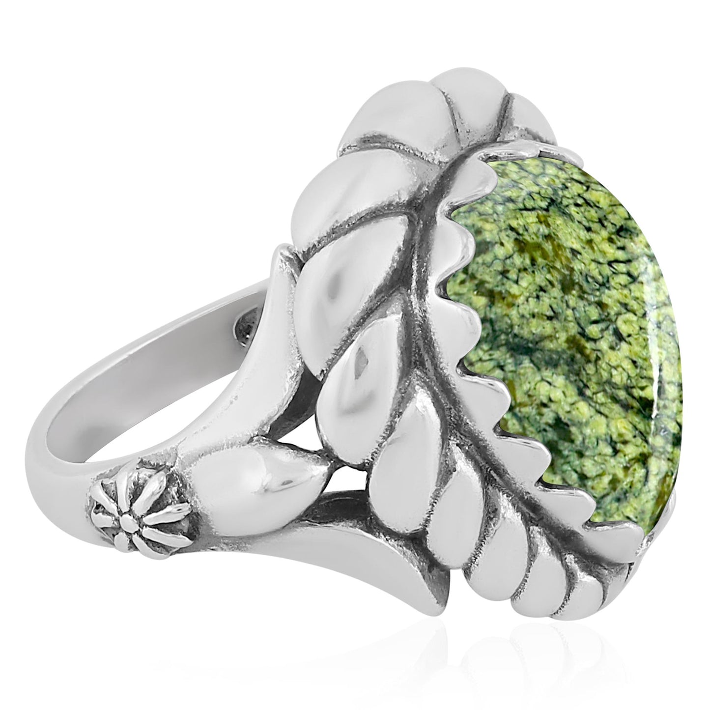 Sterling Silver Serpentine Pear Cut Rope Ring