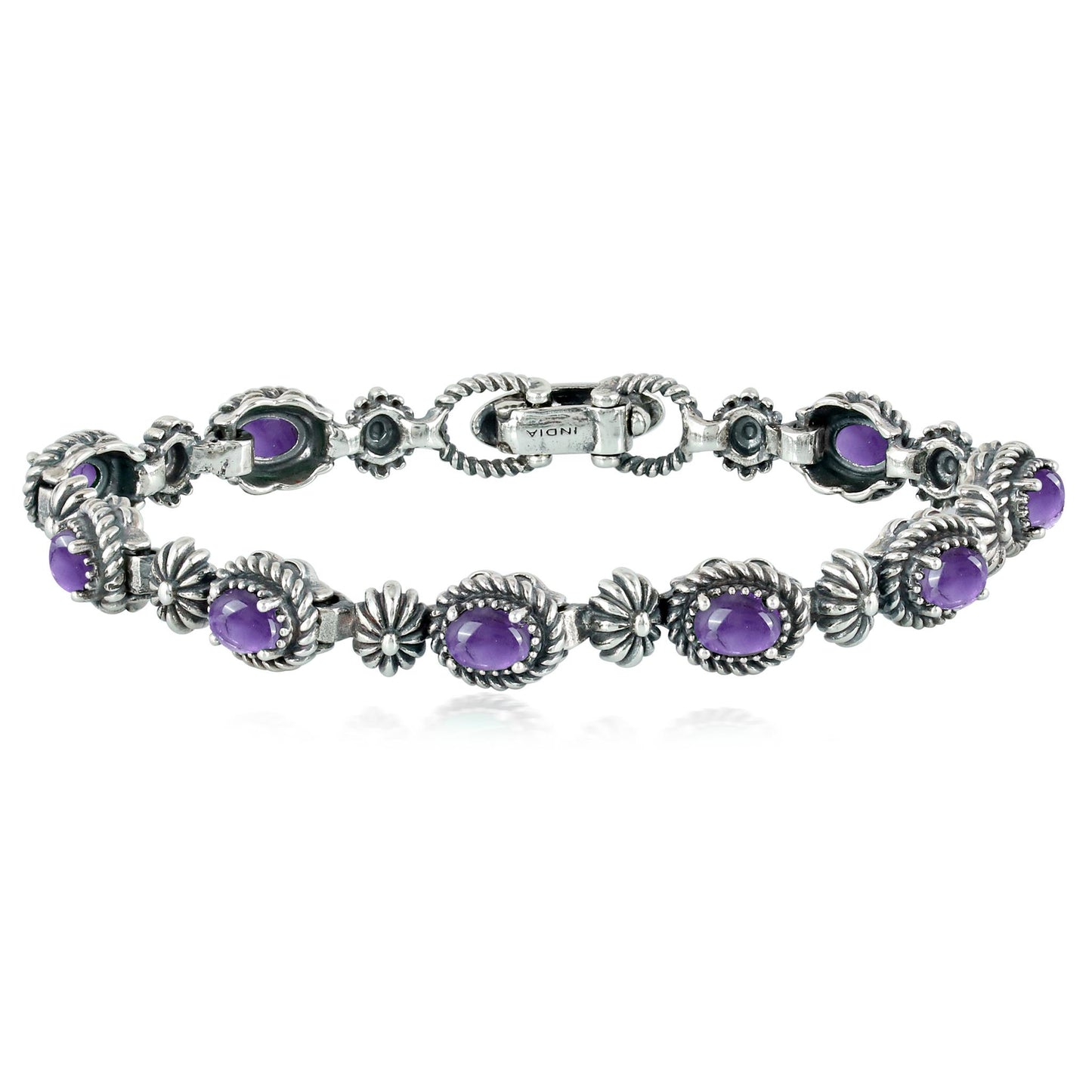 Sterling Silver Oval Amethyst Tennis Bracelet