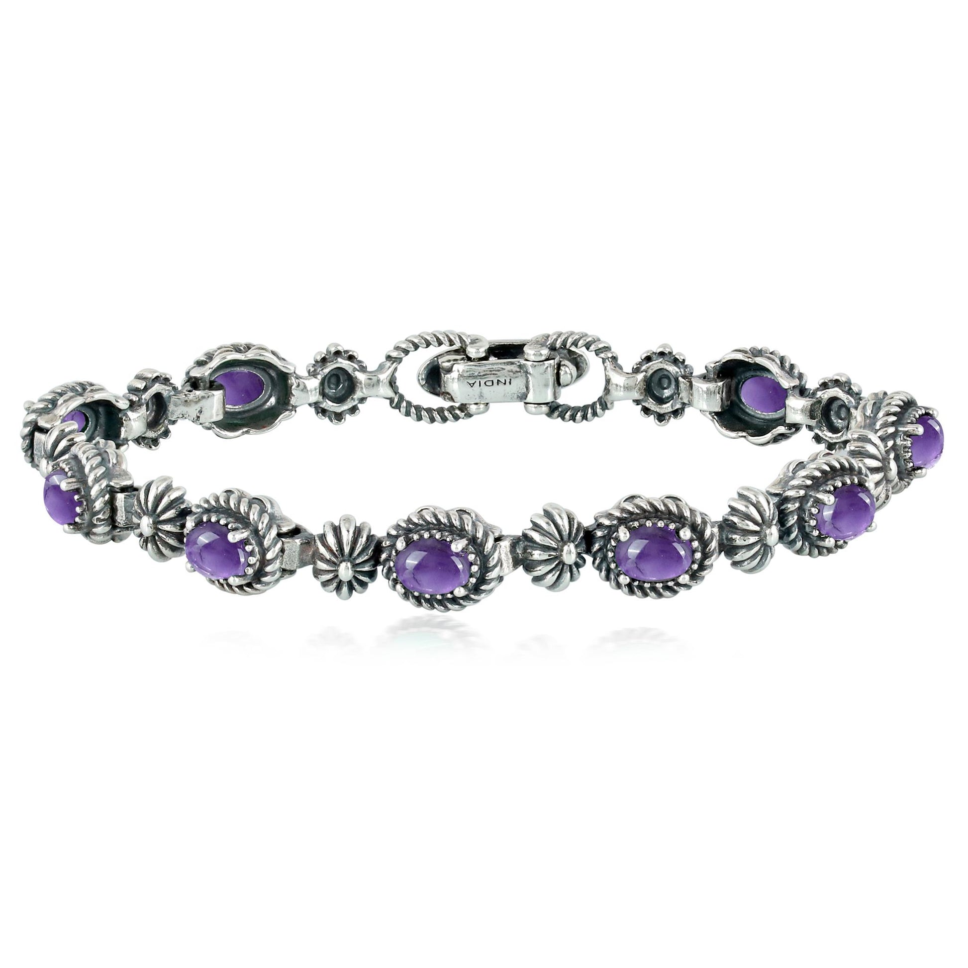 Sterling Silver Oval Amethyst Tennis Bracelet