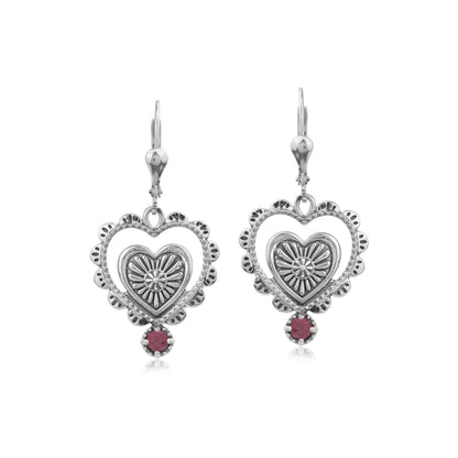 EXCLUSIVELY OURS! Sterling Silver Rhodonite Concha Heart Lever Back Earrings