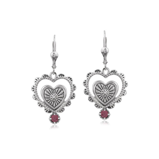 EXCLUSIVELY OURS! Sterling Silver Rhodonite Concha Heart Lever Back Earrings