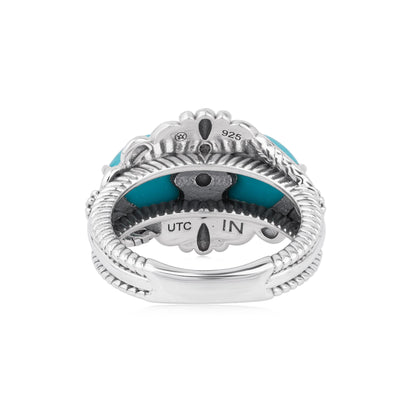 EXCLUSIVELY OURS! Sterling Silver Kingman Turquoise Double Heart Ring, Sizes 5 to 11