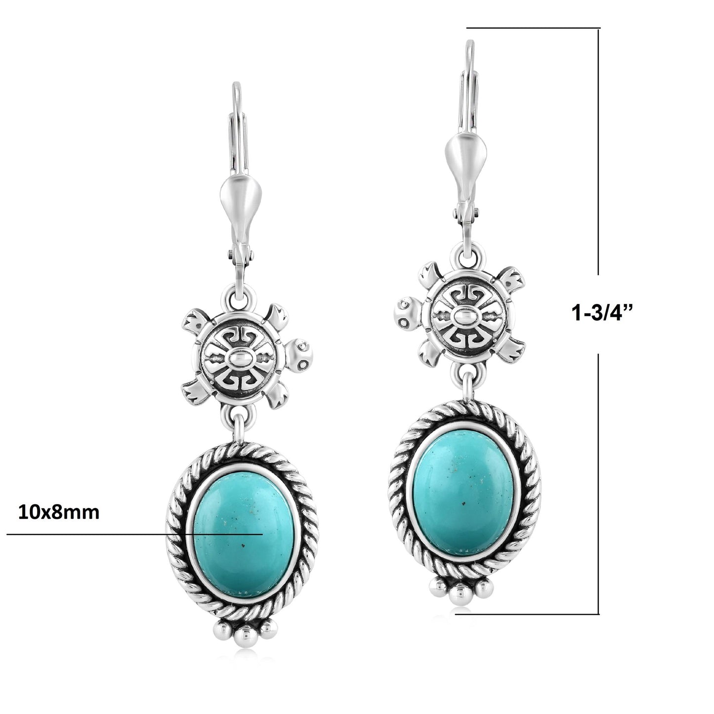 LIMITED EDITION! Sterling Silver Kingman Turquoise Turtle Drop and Dangle Earrings