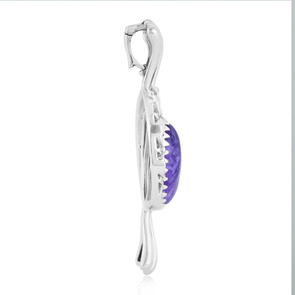 EXCLUSIVELY OURS! Sterling Silver Charoite Fritz Casuse Squash Blossom Naja Crescent Moon Pendant Enhancer