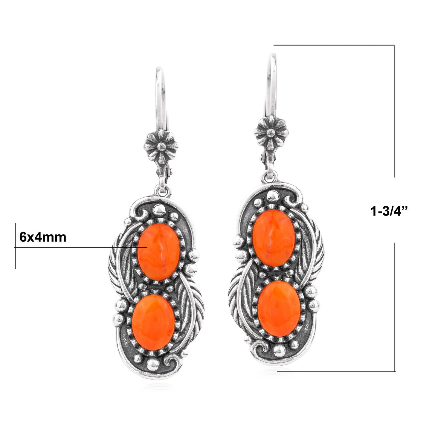 EXCLUSIVELY OURS! Sterling Silver Orange Spiny Oyster Double Oval Lever Back Earrings