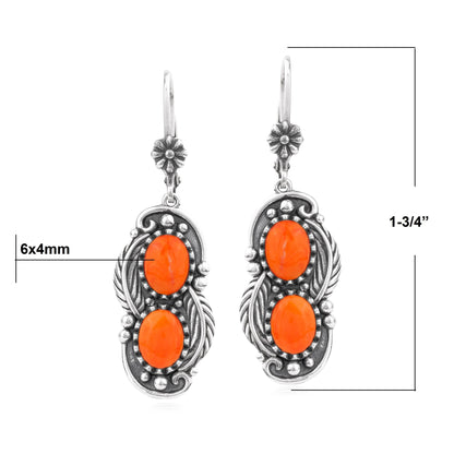 EXCLUSIVELY OURS! Sterling Silver Orange Spiny Oyster Double Oval Lever Back Earrings