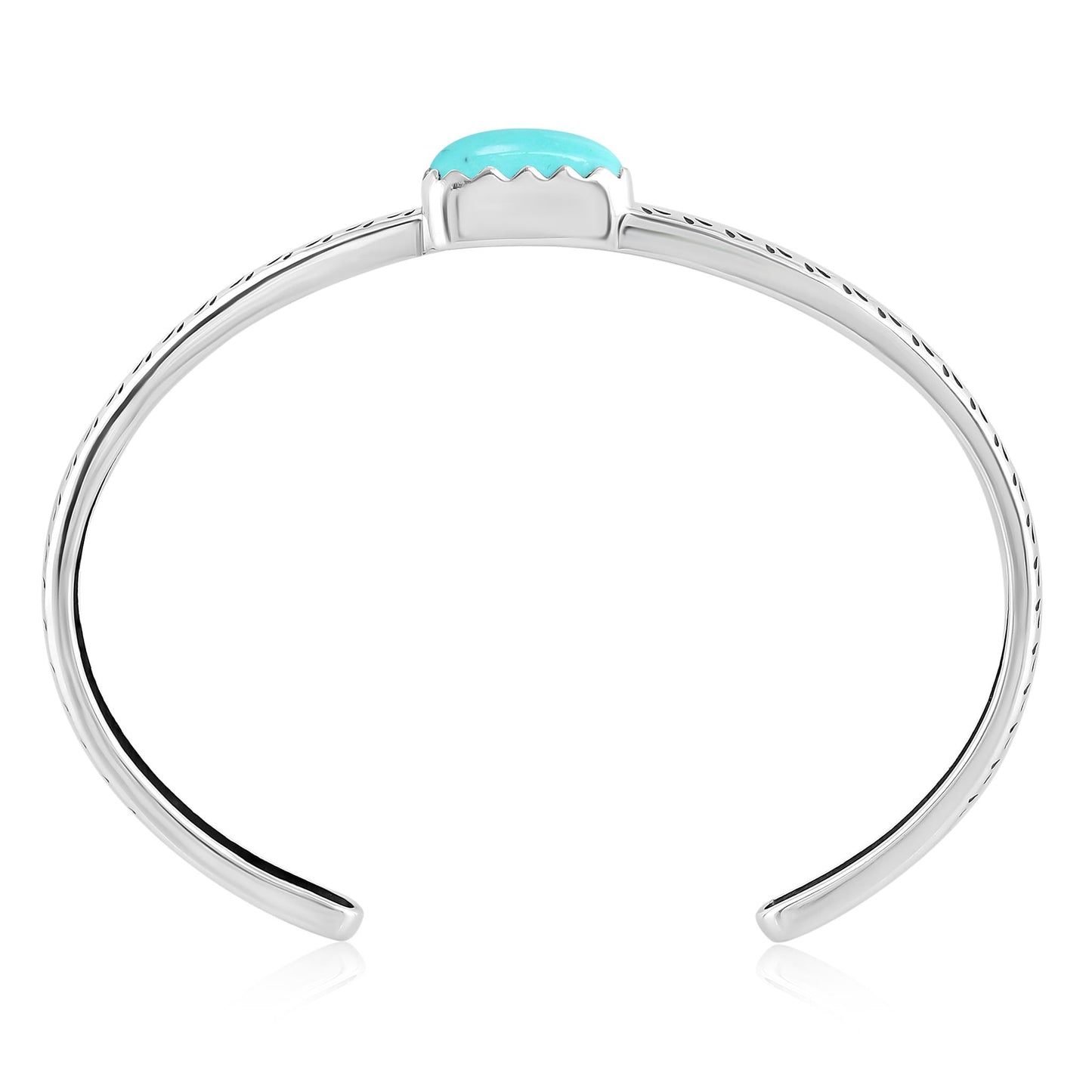 Sterling Silver Kingman Turquoise Fancy Cut Stackable Cuff Bracelet, Sizes Small to Large