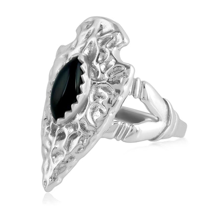 EXCLUSIVELY OURS! Sterling Silver Black Onyx Fritz Casuse Arrowhead Ring Sizes 5 to 10