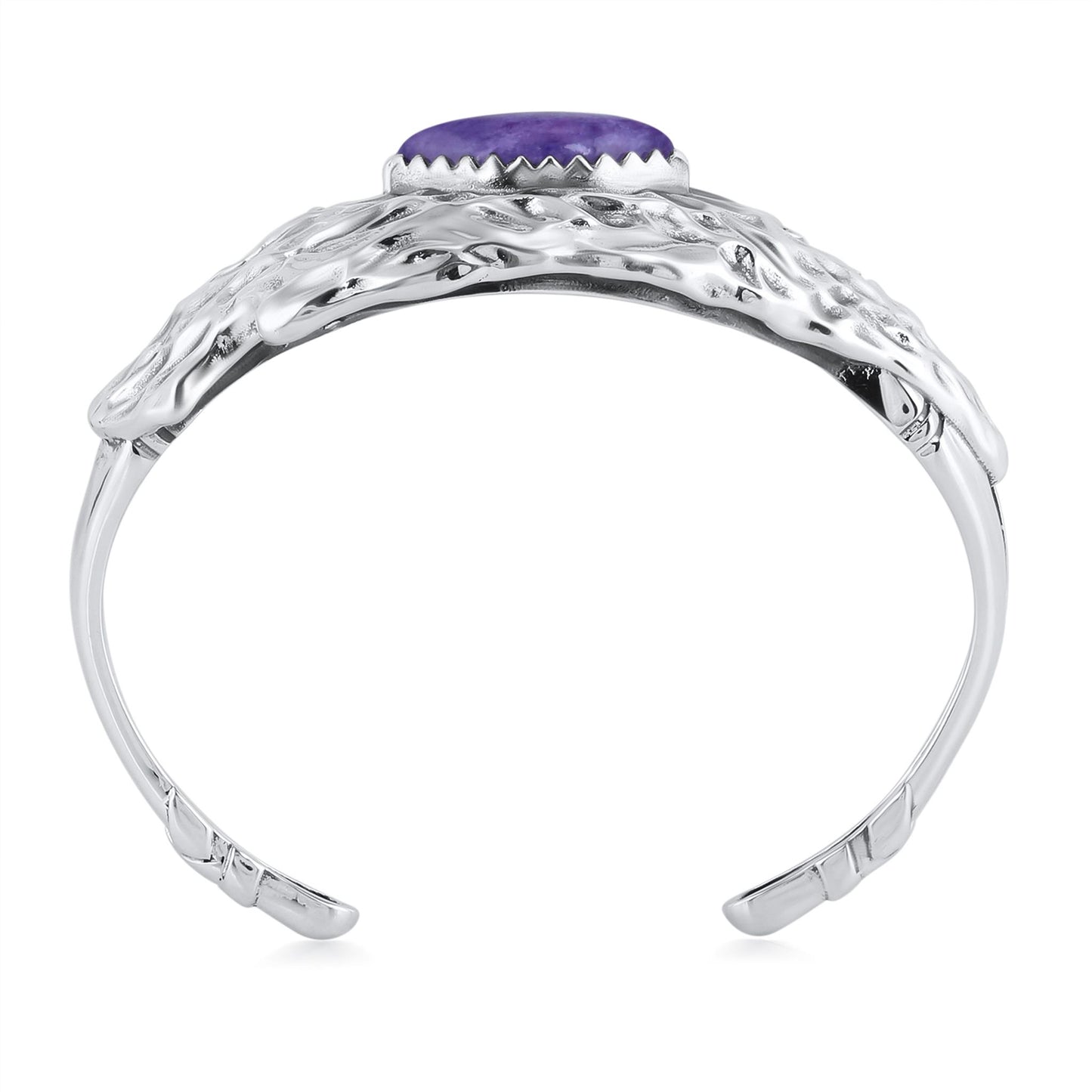 EXCLUSIVELY OURS! Sterling Silver Charoite Fritz Casuse Arrowhead Cuff Bracelet, Sizes Small to Large