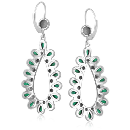 EXCLUSIVELY OURS! Sterling Silver Malachite Open Teardrop Dangle Earrings