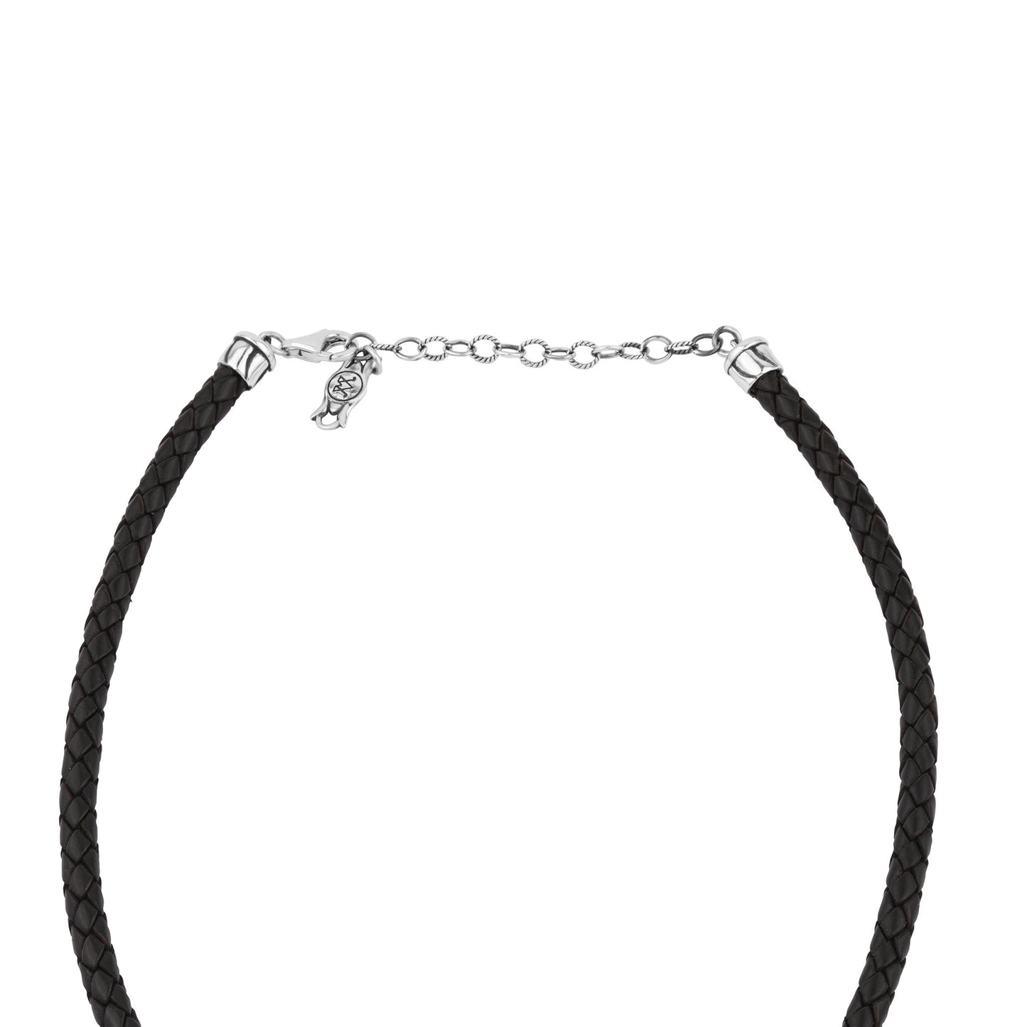  Sterling Silver Rhodochrosite Pear Cluster Black Leather Necklace 