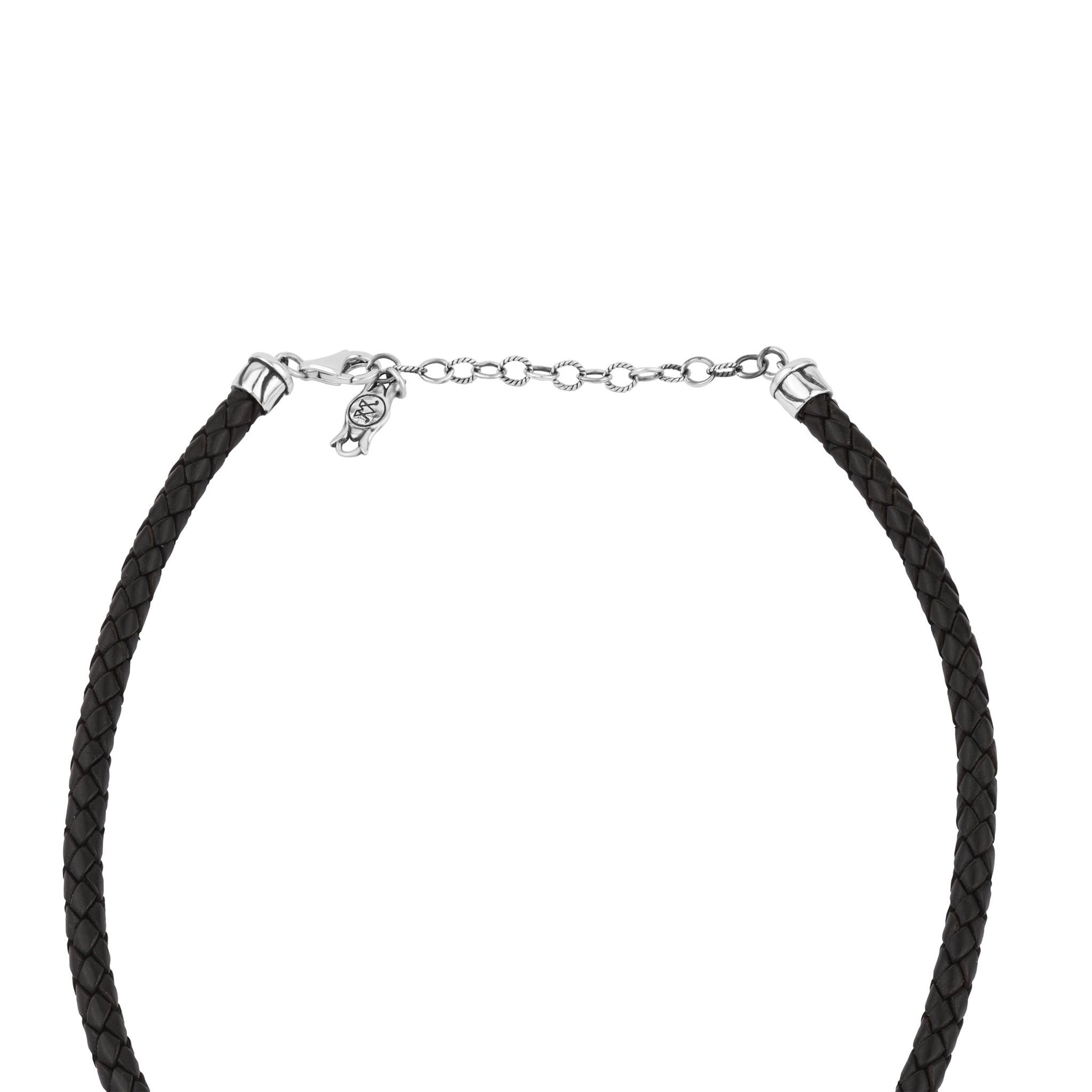 Sterling Silver Rhodochrosite Pear Cluster Black Leather Necklace 