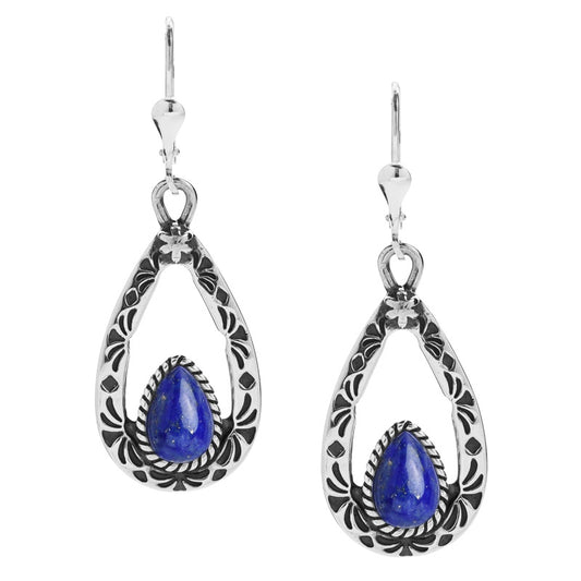 Sterling Silver Blue Lapis Gemstone Teardrop Earrings