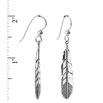 Sterling Silver Feather Dangle Earrings