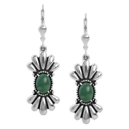 Sterling Silver Green Turquoise Gemstone Dangle Earrings