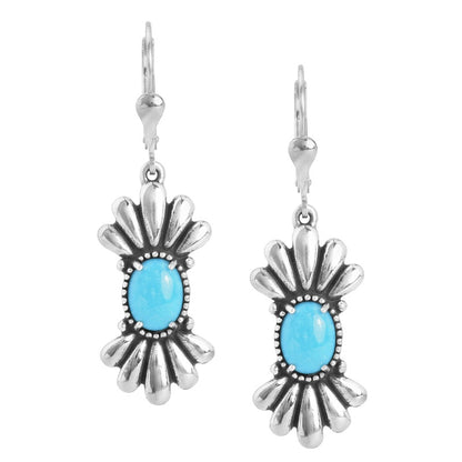 Sterling Silver Blue Turquoise Gemstone Dangle Earrings