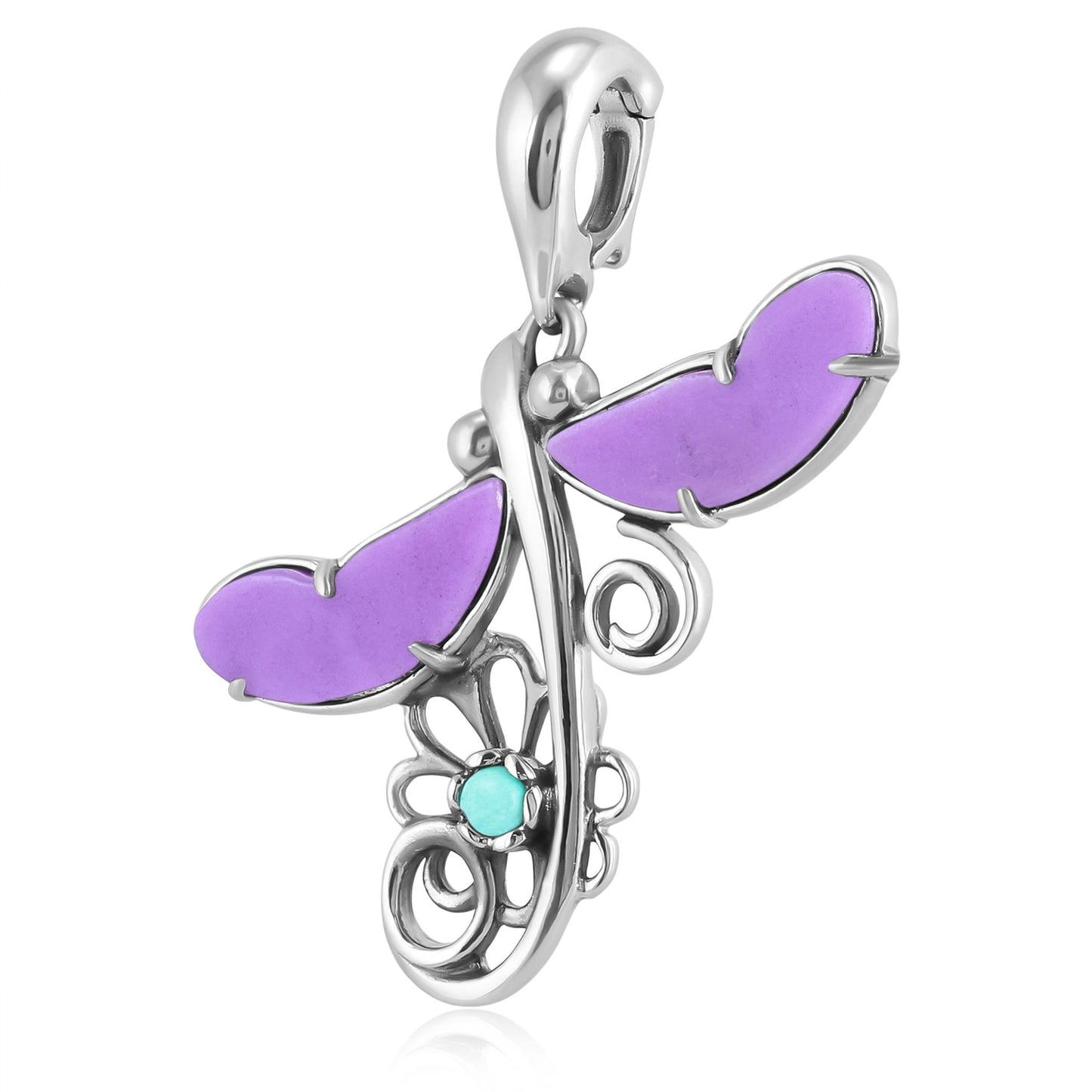 Sterling Silver Phosphosiderite and Variscite Fritz Casuse Dragonfly Pendant Enhancer