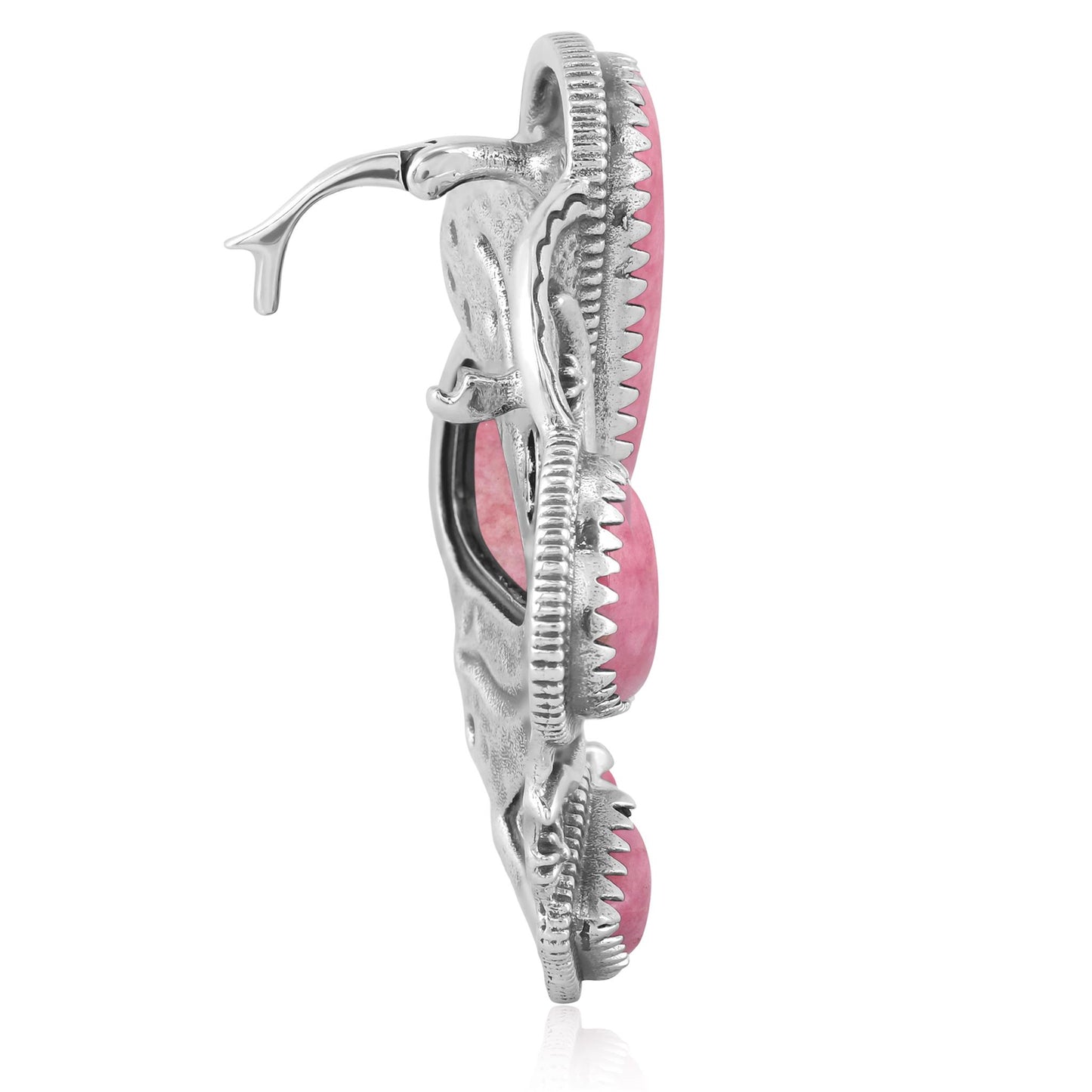 Sterling Silver Rhodonite Soft Triangle Naja Pendant Enhancer