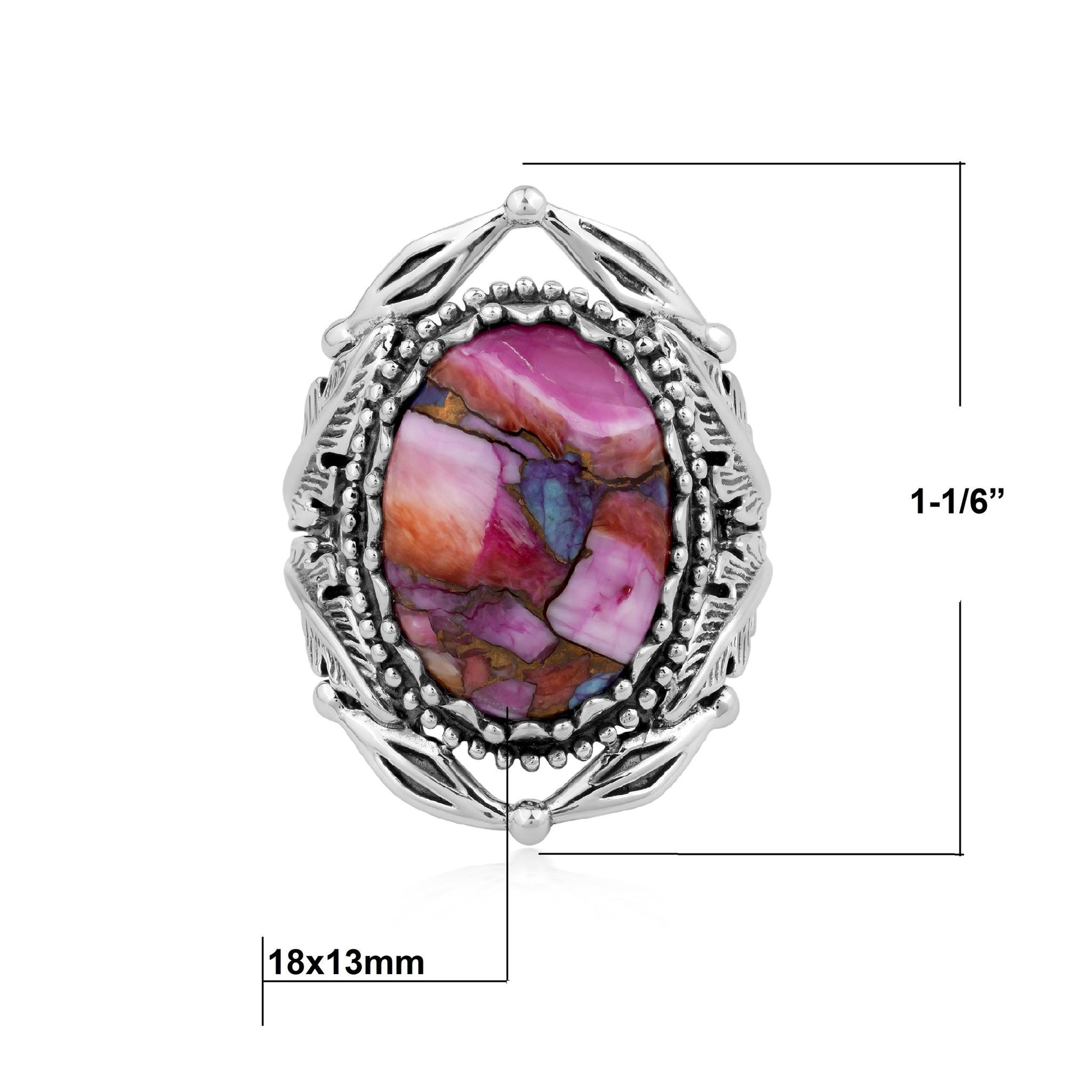 EXCLUSIVELY OURS! Sterling Silver Painted Desert Mosaic Leaf Design Ring