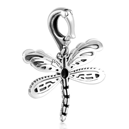 Sterling Silver Dragonfly Textured Pendant Enhancer